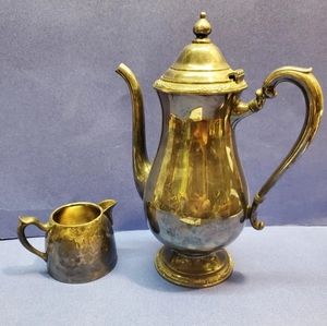 Camille International & WR Silverplate Teapot & Creamer Vintage Tea Service Set
